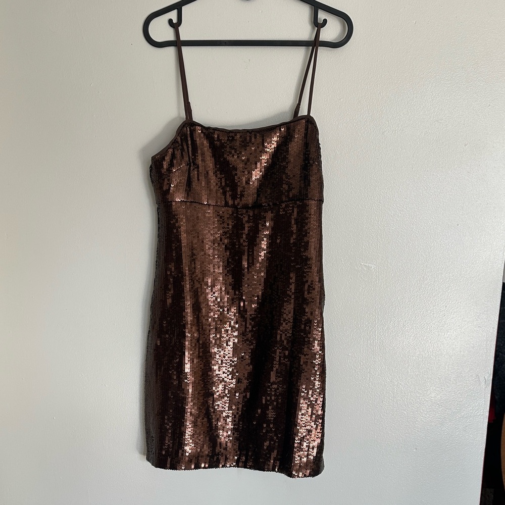 Madewell Shimmering Brown Sequin Mini Dress